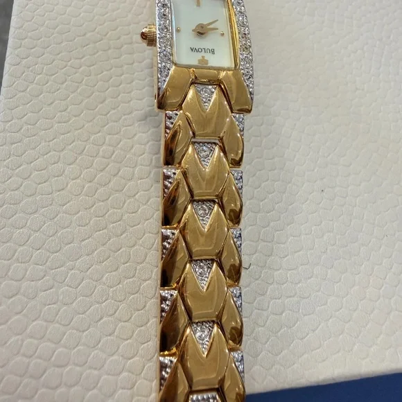 Bulova Women's Gold and Silver Watch with Diamond Accents - Picture 4 of 6